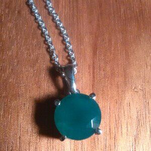 Green Onyx Stainless Steel Pendant Necklace